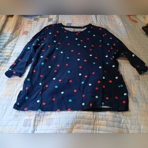 Kim Rogers Navy Blue Polka Dot 3/4 Sleeve Top